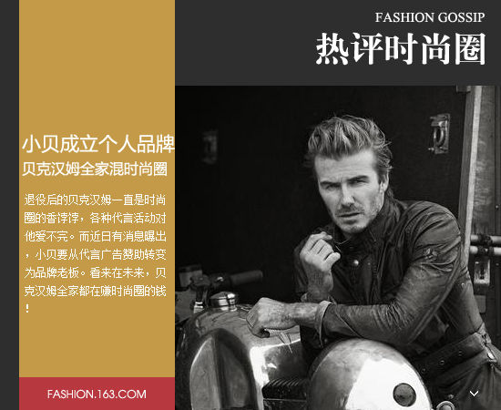 小贝建立个品德牌 贝克汉姆百口混时尚圈